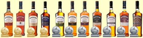 Bottles of Bowmore that won awards in 2014