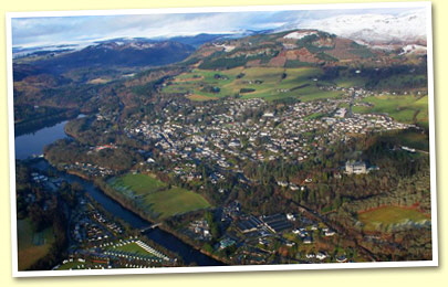 Blair Athol distillery and Pitlochry from the air